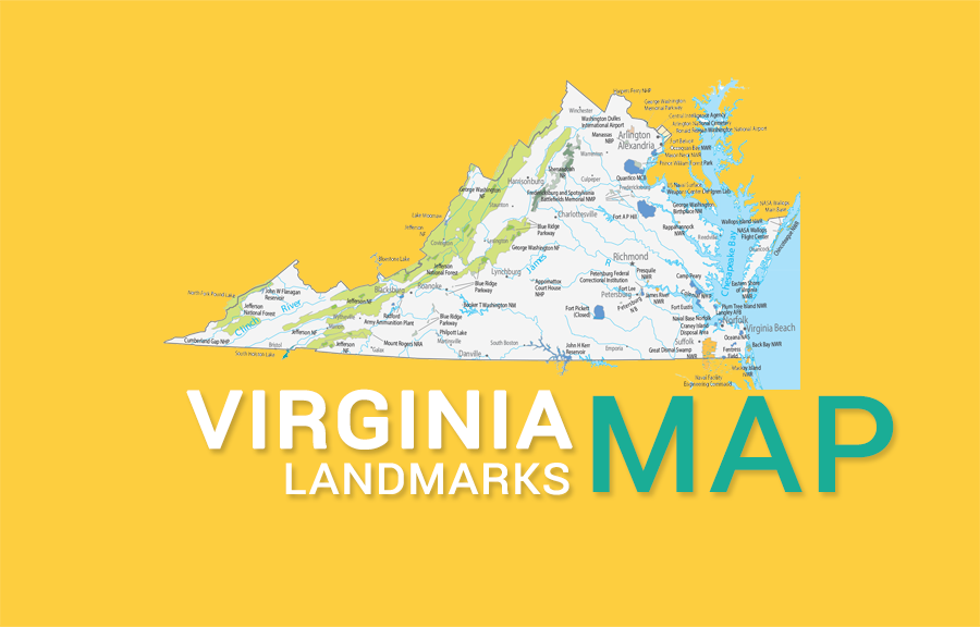 Virginia State Map Places And Landmarks GIS Geography