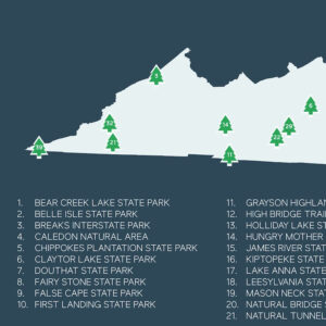 Virginia State Parks Map Printable 16×20 Gift For Etsy | Virginia Map