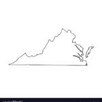 Virginia State Usa Solid Black Outline Map Vector Image