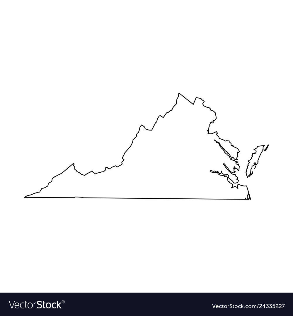 Virginia State Usa Solid Black Outline Map Vector Image