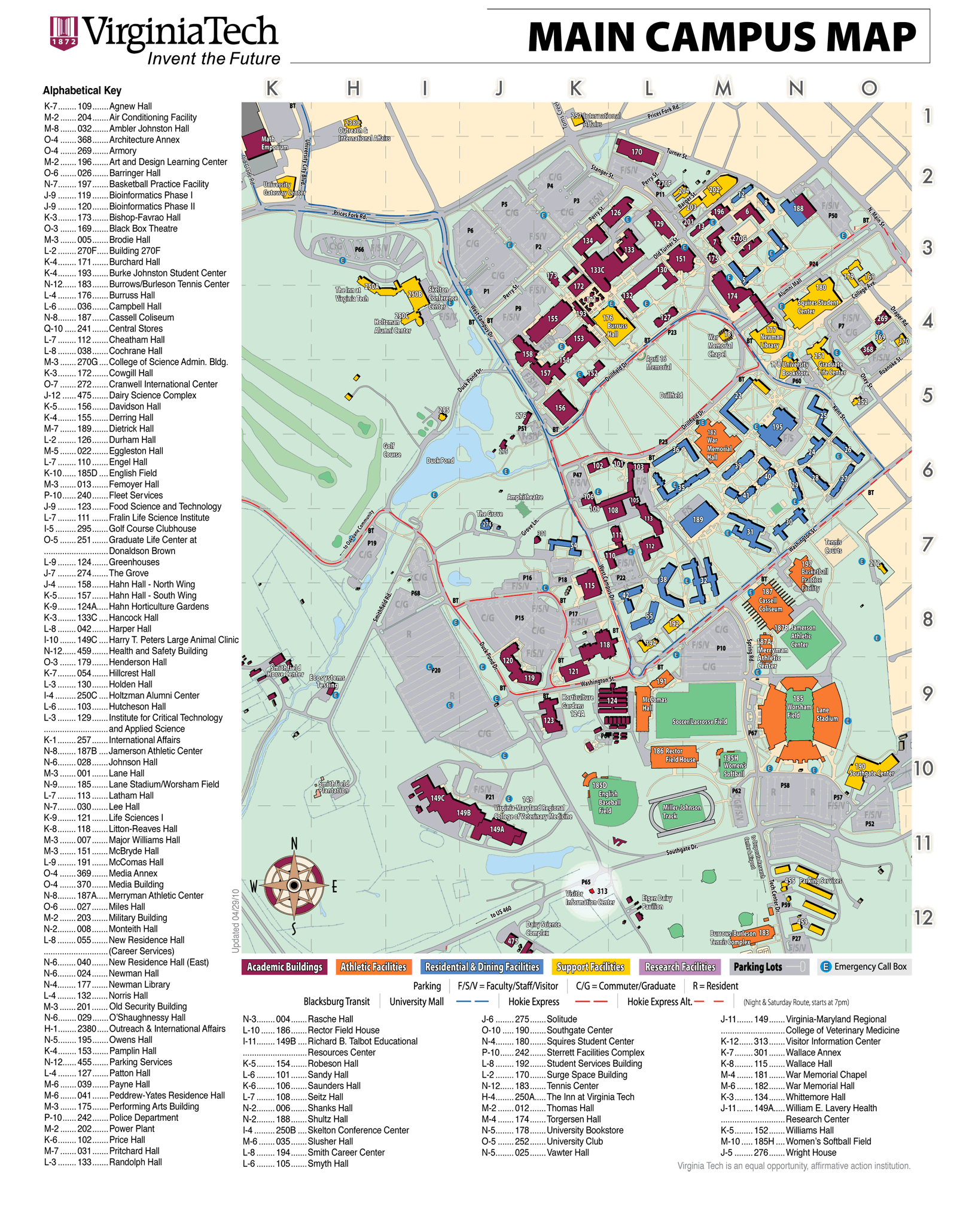 Virginia Tech Campus Map Printable