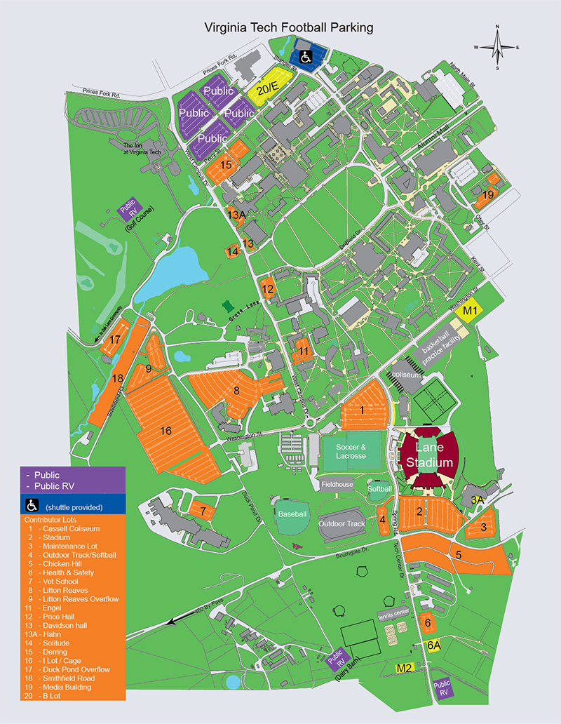 Virginia Tech Football Parking Map