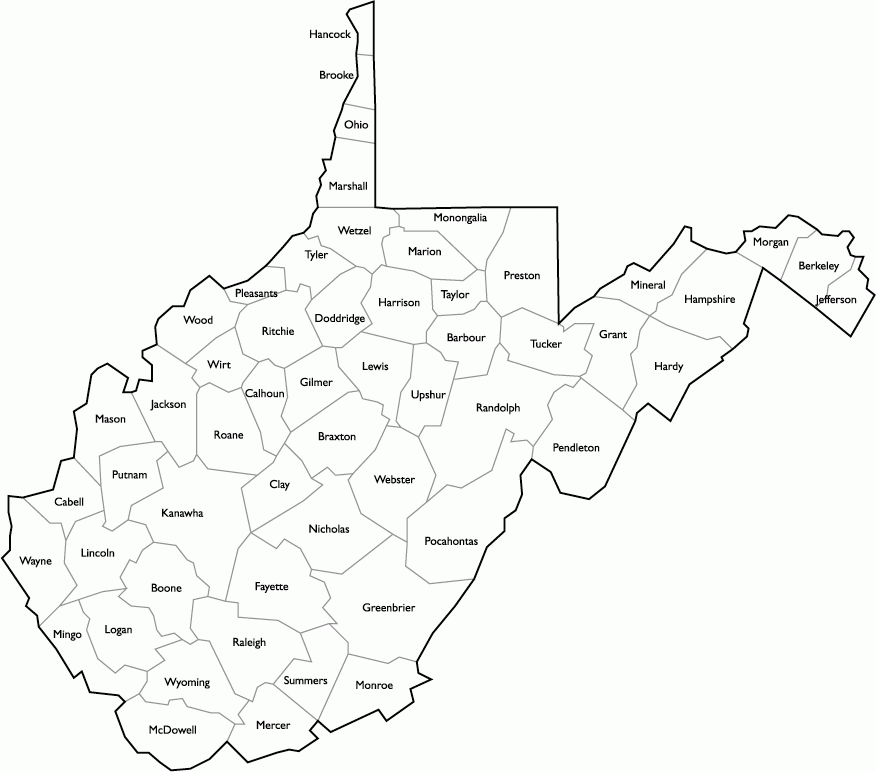 West Virginia Counties Map Printable