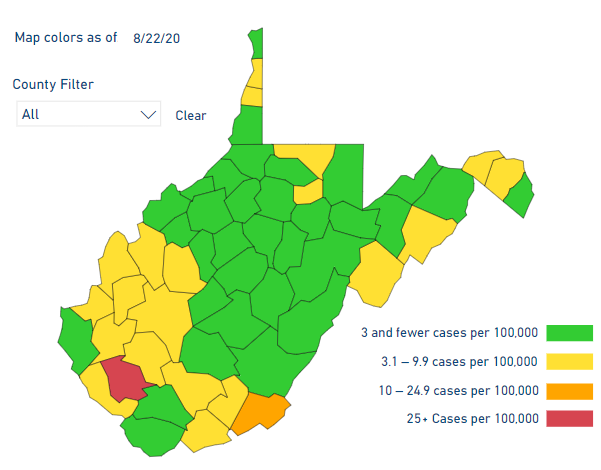West Virginia DHHR Releases Updated COVID 19 Information Map WTRF