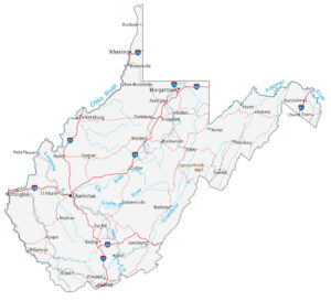 West Virginia Map Roads Cities Large MAP Vivid Imagery 12 Inch
