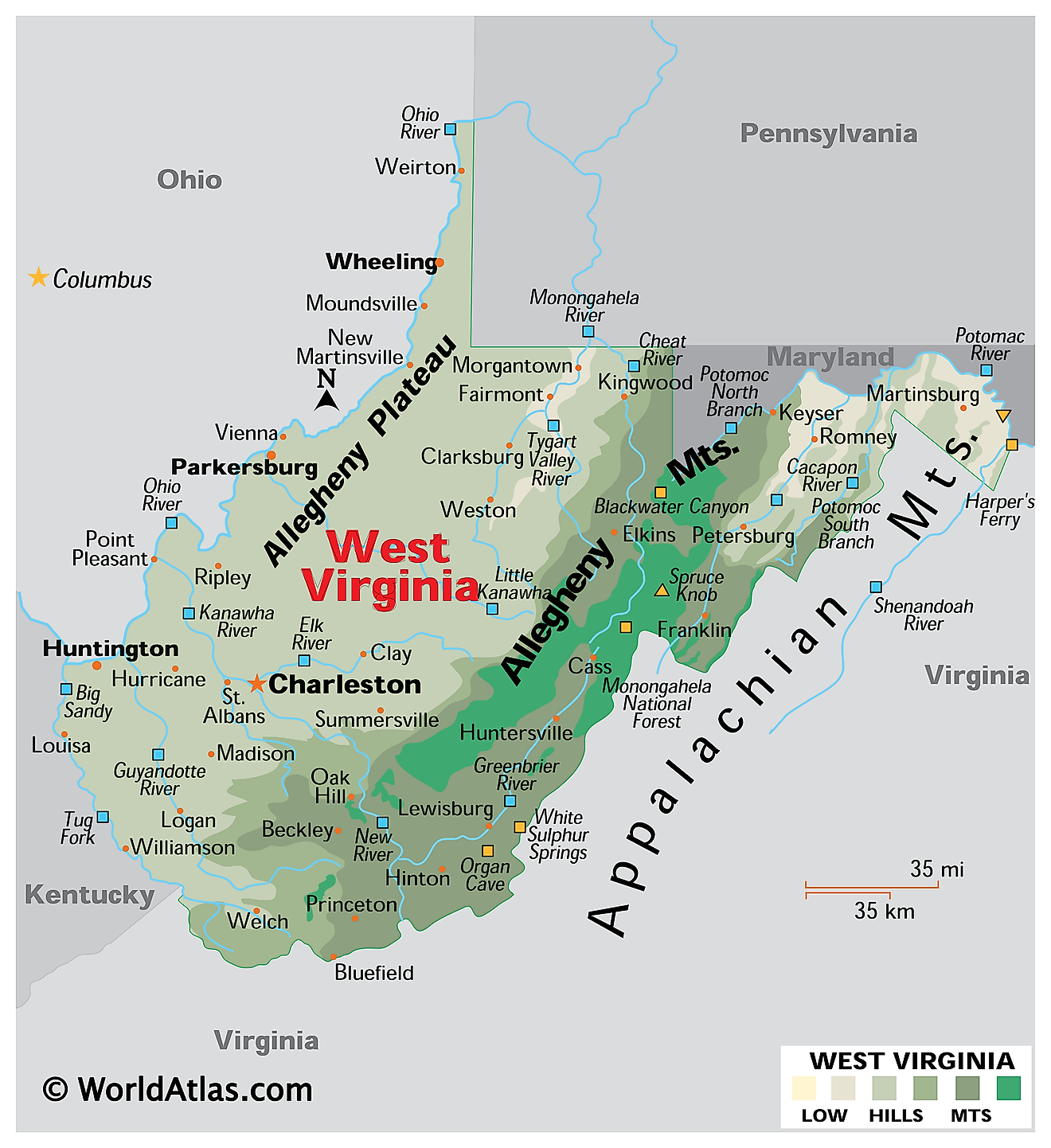 West Virginia Maps Facts World Atlas