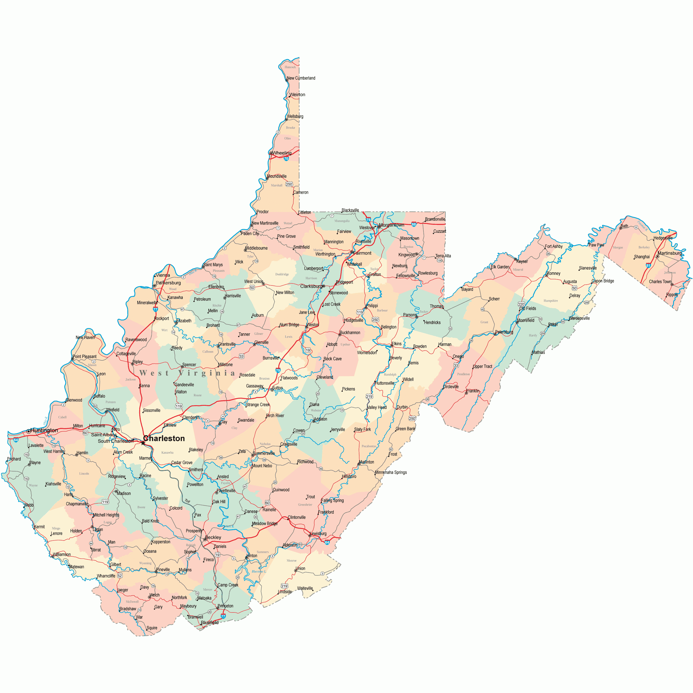 West Virginia Road Map WV Road Map West Virginia Highway Map