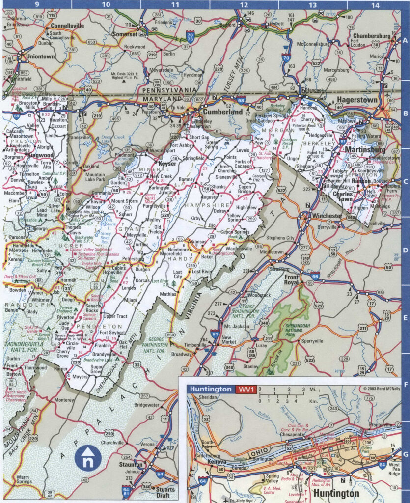 West Virginia Roads Map