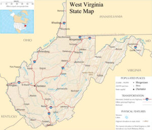 West Virginia State Map A Large Detailed Map Of West Virginia State USA