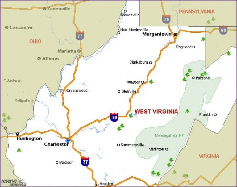 West Virginia State Parks Map Printable Map | Virginia Map