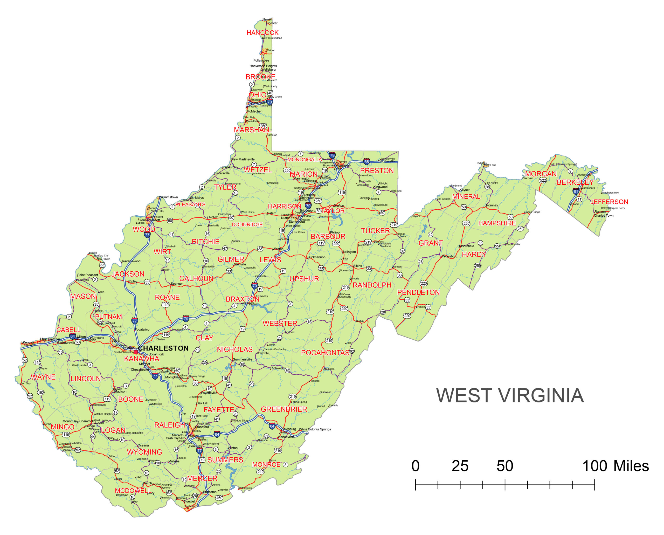 West Virginia Road Maps By County