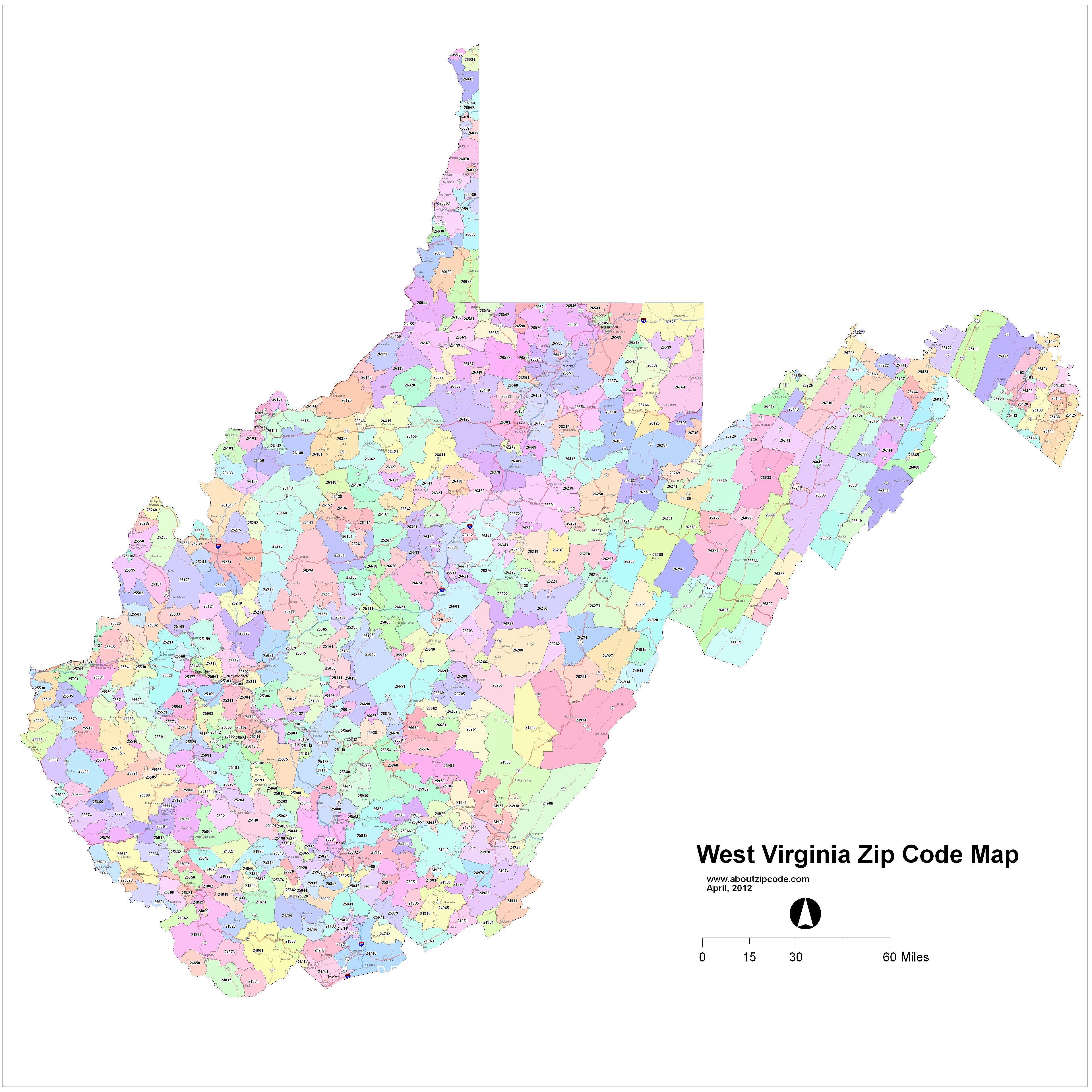 West Virginia Zip Code Map