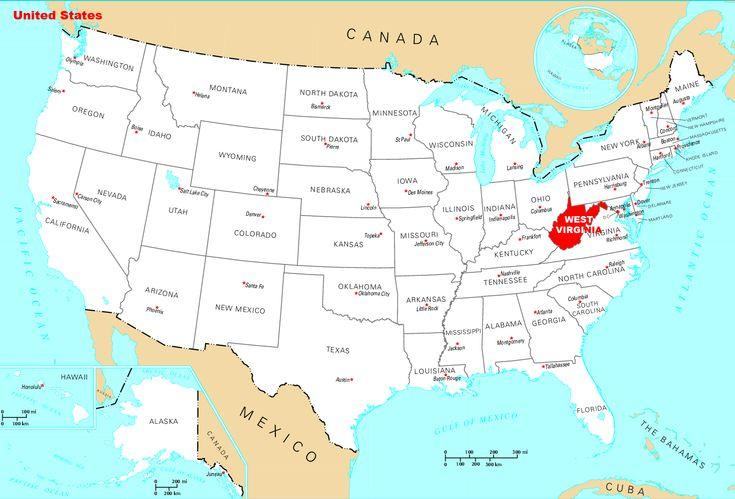 Where Is West Virginia Located United States Map Usa Map States And 