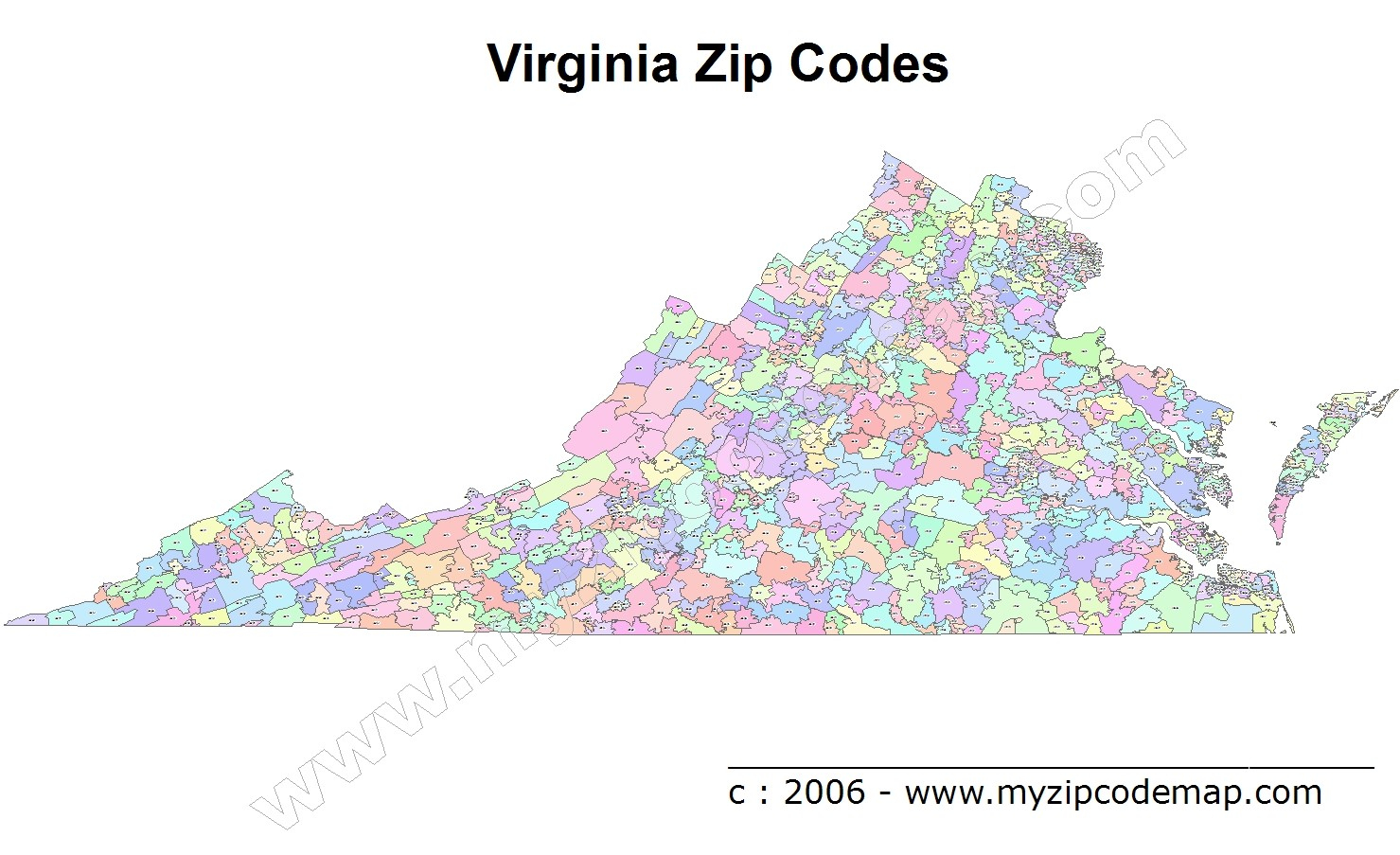 Virginia Map With Zip Codes Listed