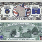 WISCONSIN STATE MILLION DOLLAR W MAP SEAL FLAG CAPITOL Lot Of 2