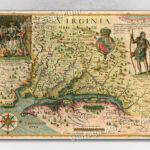 1627 Map Of Virginiajohn Smith Historic Vintage Style Wall Map Throughout Map Of Virginia As A Colony