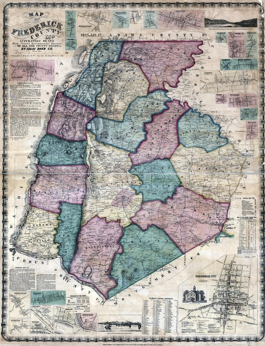 1858 Map Of Frederick County Maryland inside Frederick County Virginia Tax Map