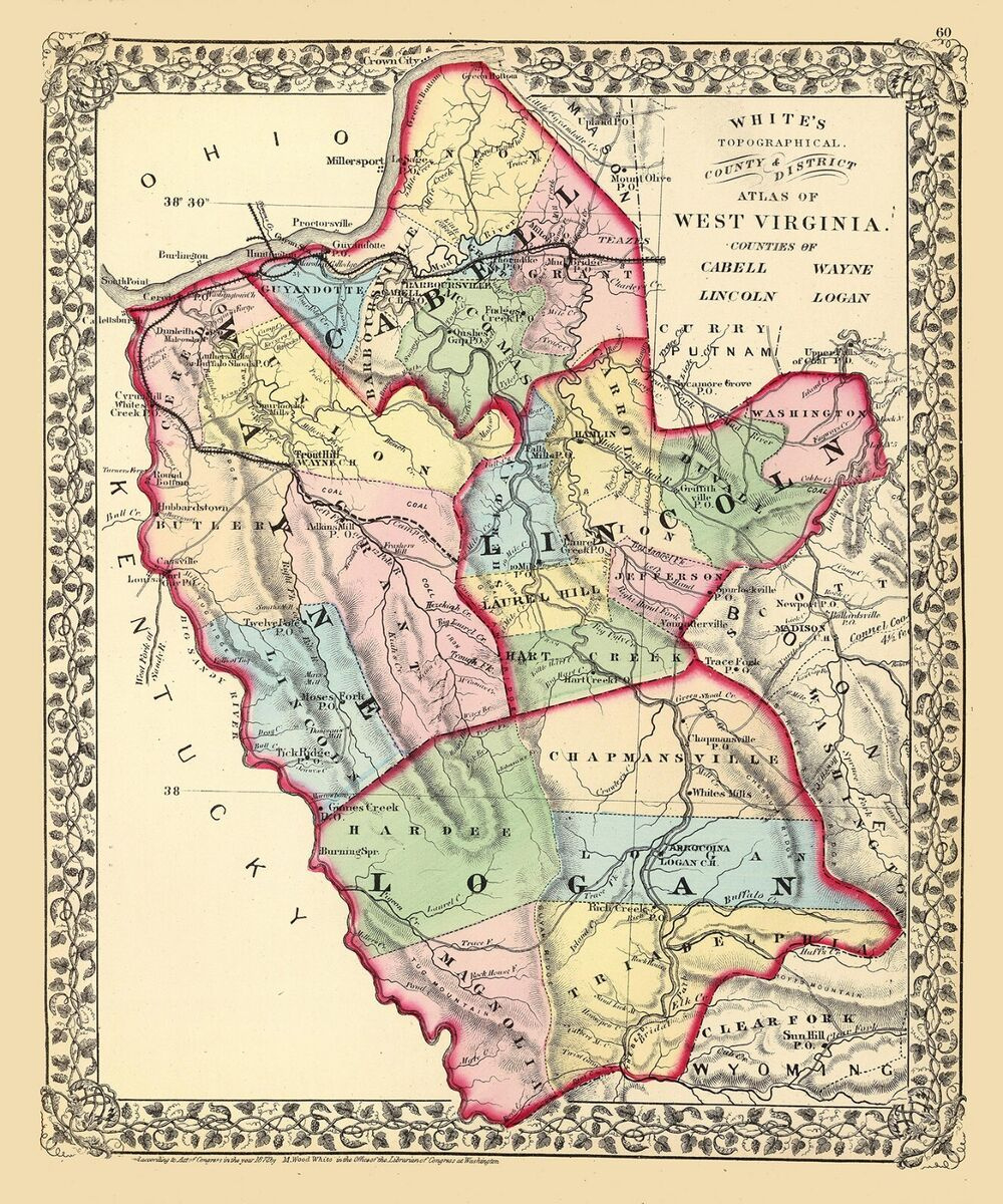 1873 Map Of Cabell Wayne Lincoln And Logan County West Virginia intended for Map Of Logan County West Virginia