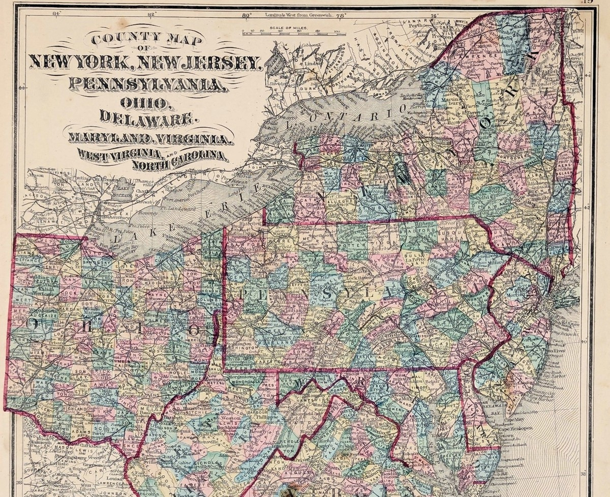 1875 Map Ohio - North Carolina - Virginia - West Virginia regarding Map of Ohio Pennsylvania West Virginia