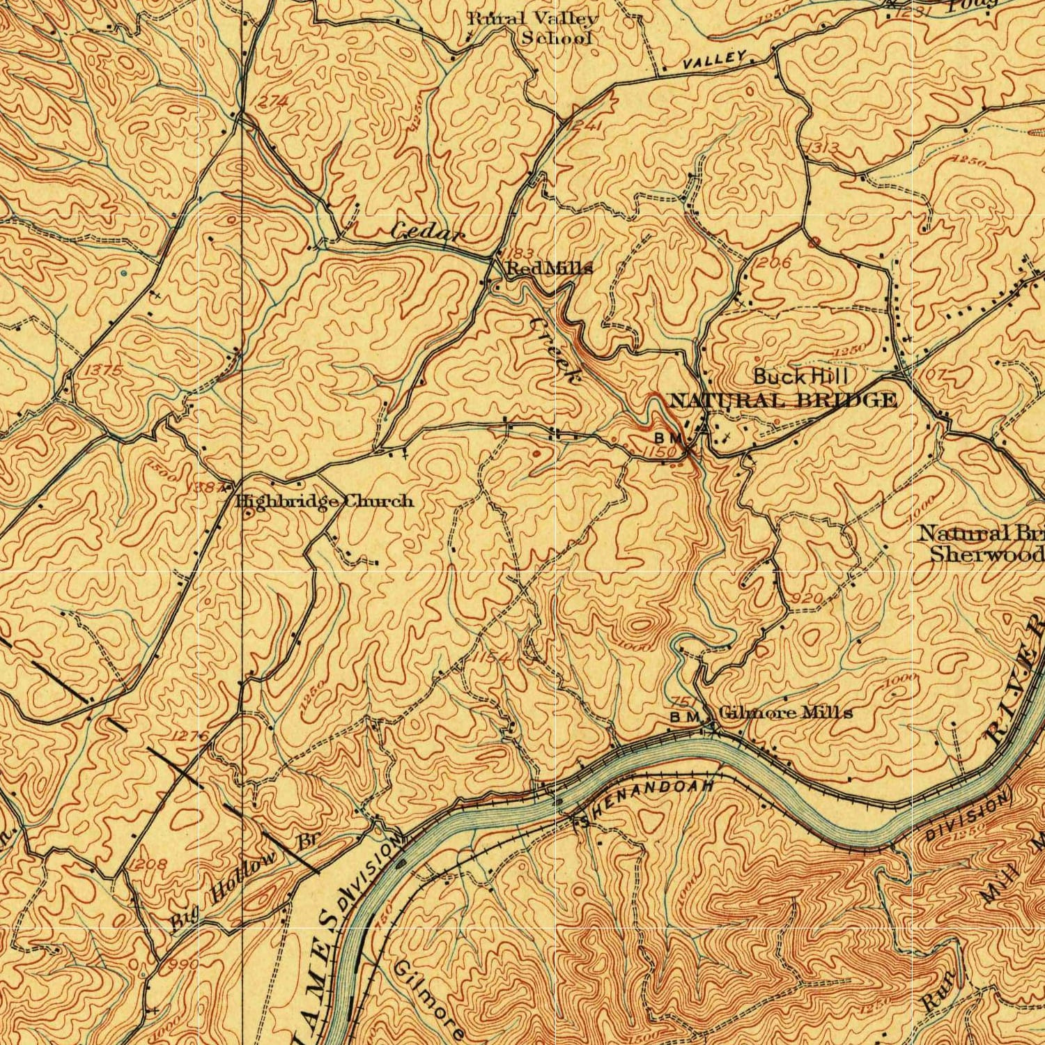 1907 Map Of Natural Bridge Special, Botetourt County, Va — High in Map of Natural Bridge Virginia