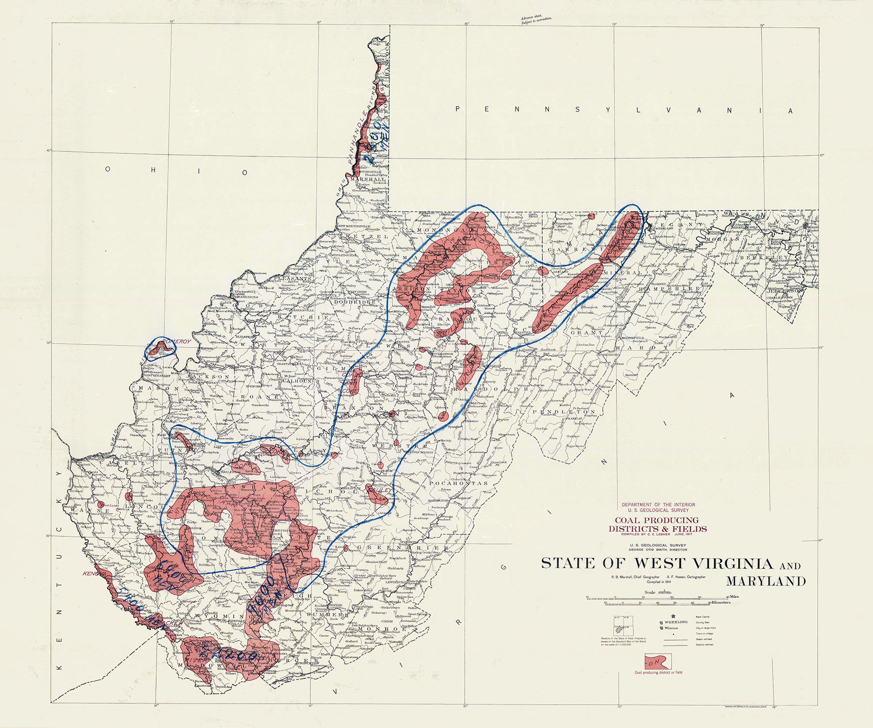 1914 Map Of West Virginia Coal Fields - Etsy regarding West Virginia Coal Mines Map