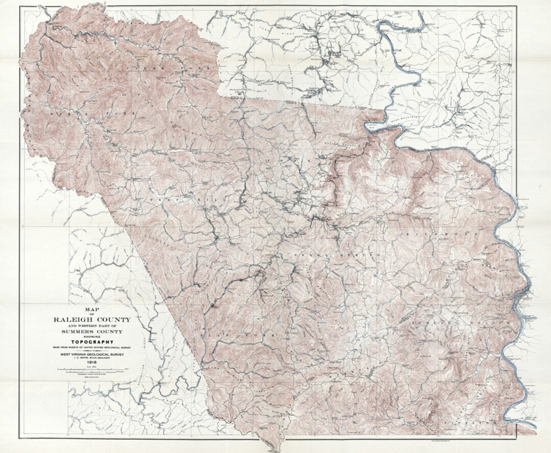 1916 Map Of Raleigh County And Part Of Summers County West with regard to Raleigh County West Virginia Map