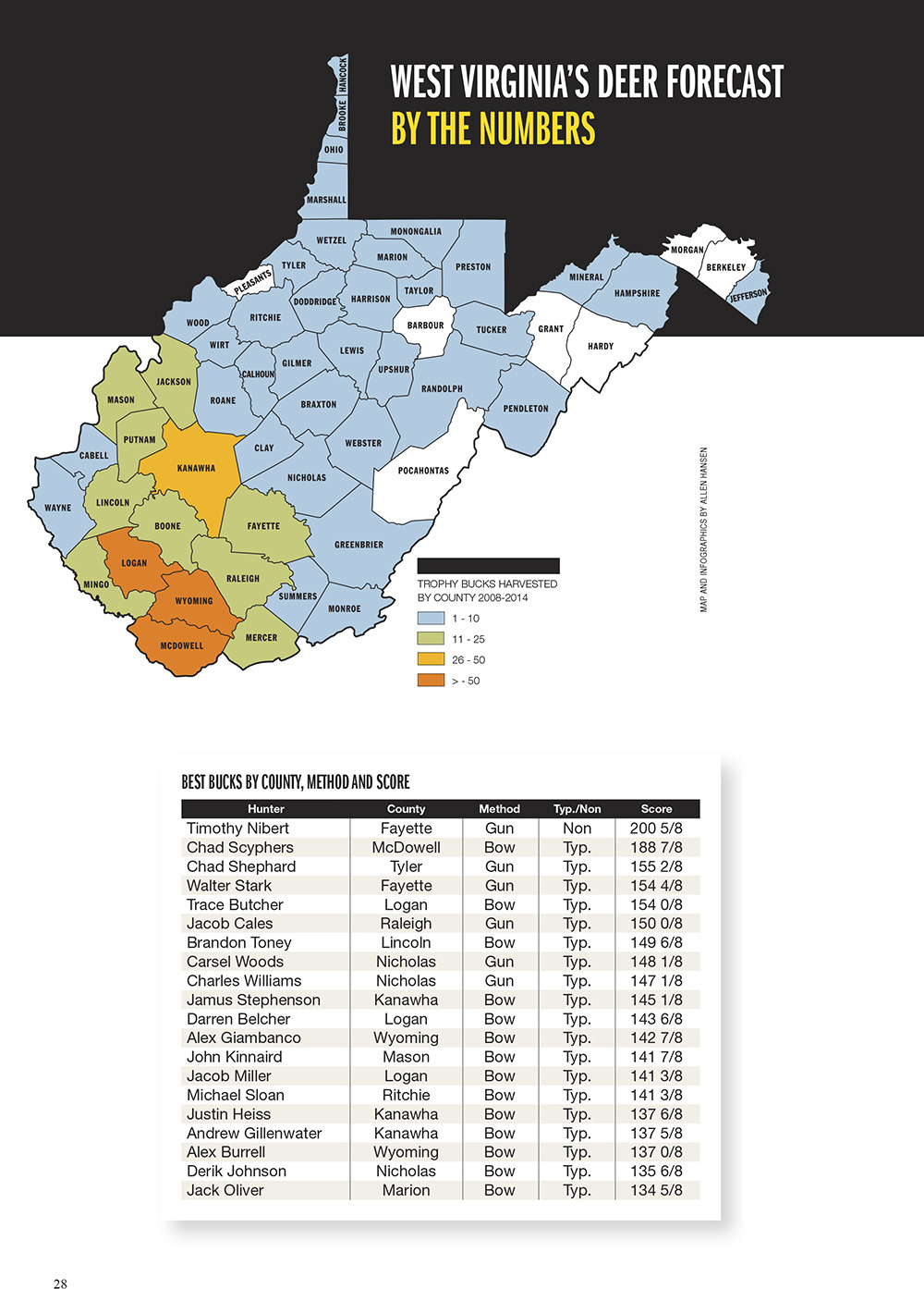 2015 Trophy Deer Forecast: West Virginia - Game &amp;amp; Fish within West Virginia Deer Density Map