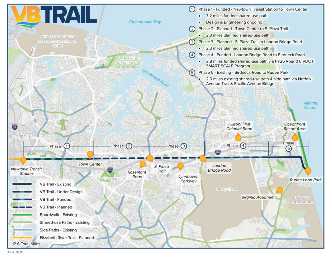 $23.8M Grant Approved For Vb Trail, Going Towards Next Phase Of with regard to Virginia Beach Bus Routes Map