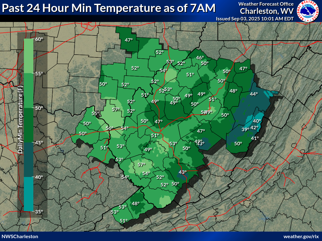 24Hr Daily Climate Data Maps in Weather Map For West Virginia