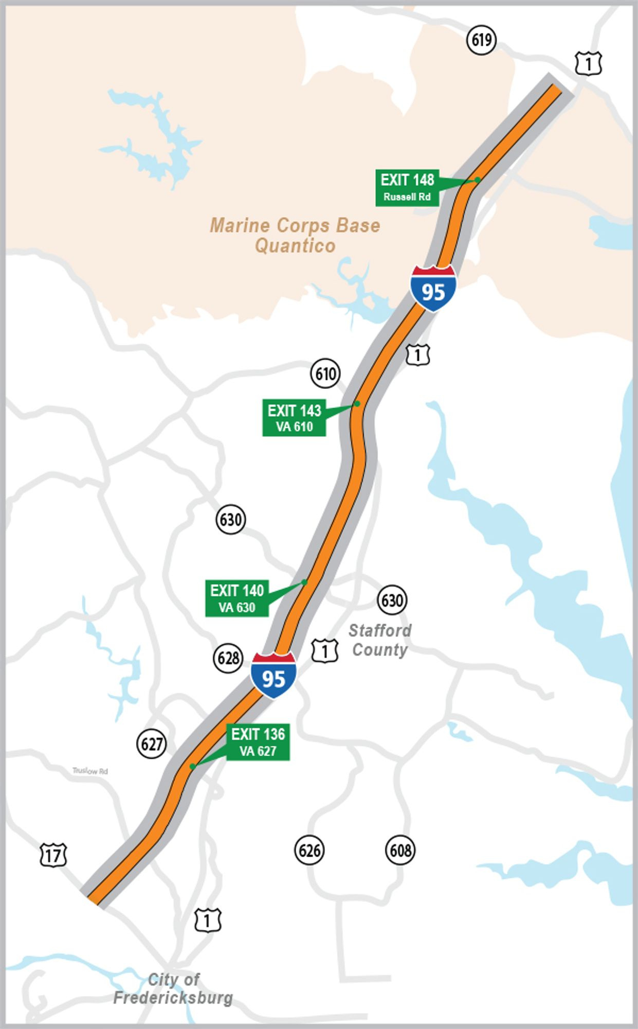 95 Express Lanes Fredericksburg Extension | About The Projects regarding I 95 Exit Map Virginia