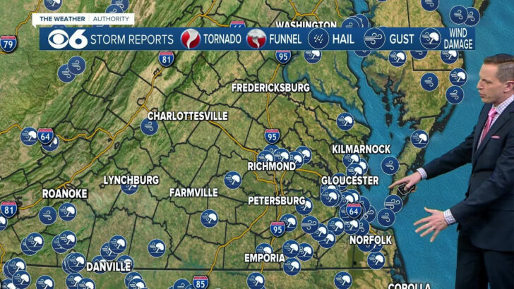 Storm Damage in Virginia Yesterday Map
