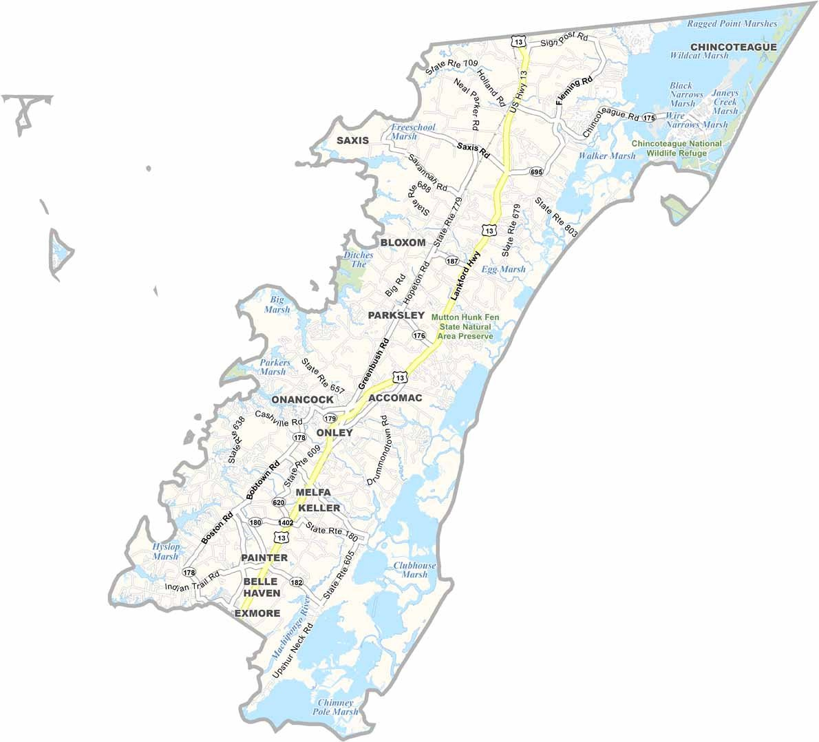 Accomack County Map, Virginia - Us County Maps pertaining to Map Of Accomack County Virginia