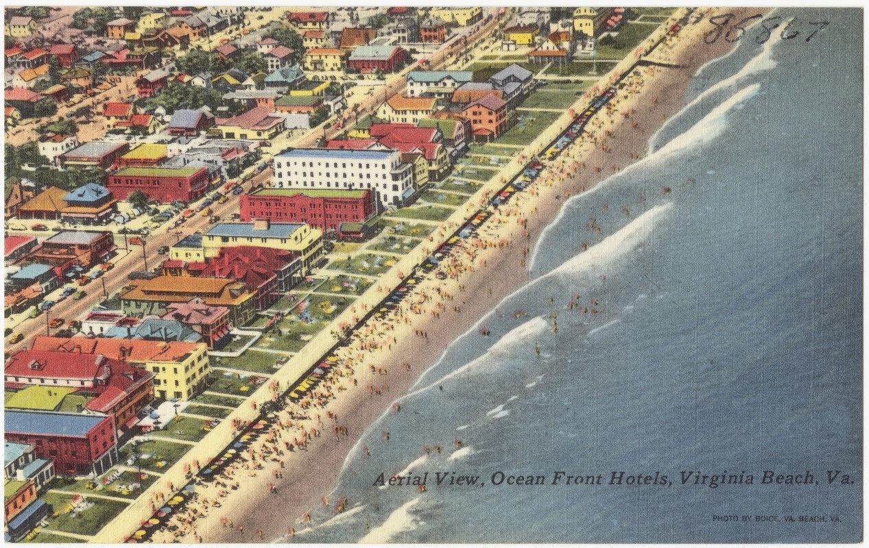 Aerial View, Ocean Front Hotels, Virginia Beach, Va. - Digital pertaining to Map Of Hotels In Virginia Beach Va