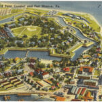 Aerial View, Old Point Comfort And Fort Monroe, Va.   Digital In Map Of Fort Monroe Virginia
