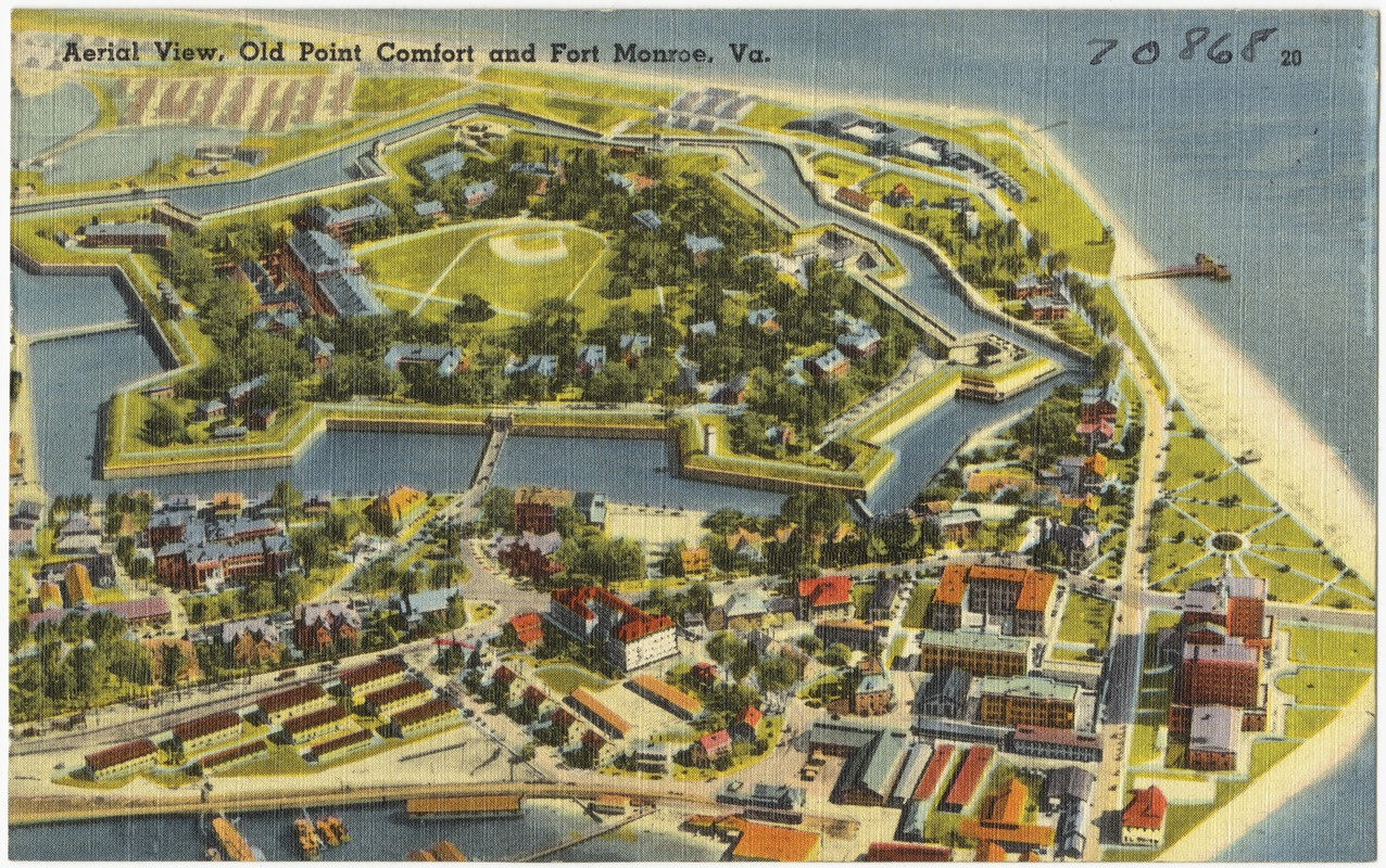 Aerial View, Old Point Comfort And Fort Monroe, Va. - Digital in Map Of Fort Monroe Virginia