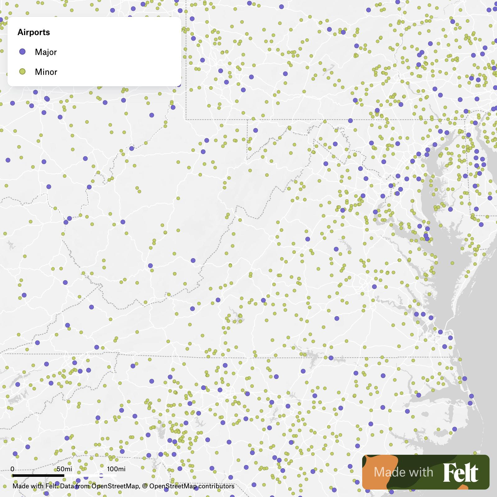 Airports In Virginia intended for Map of Airports in Virginia
