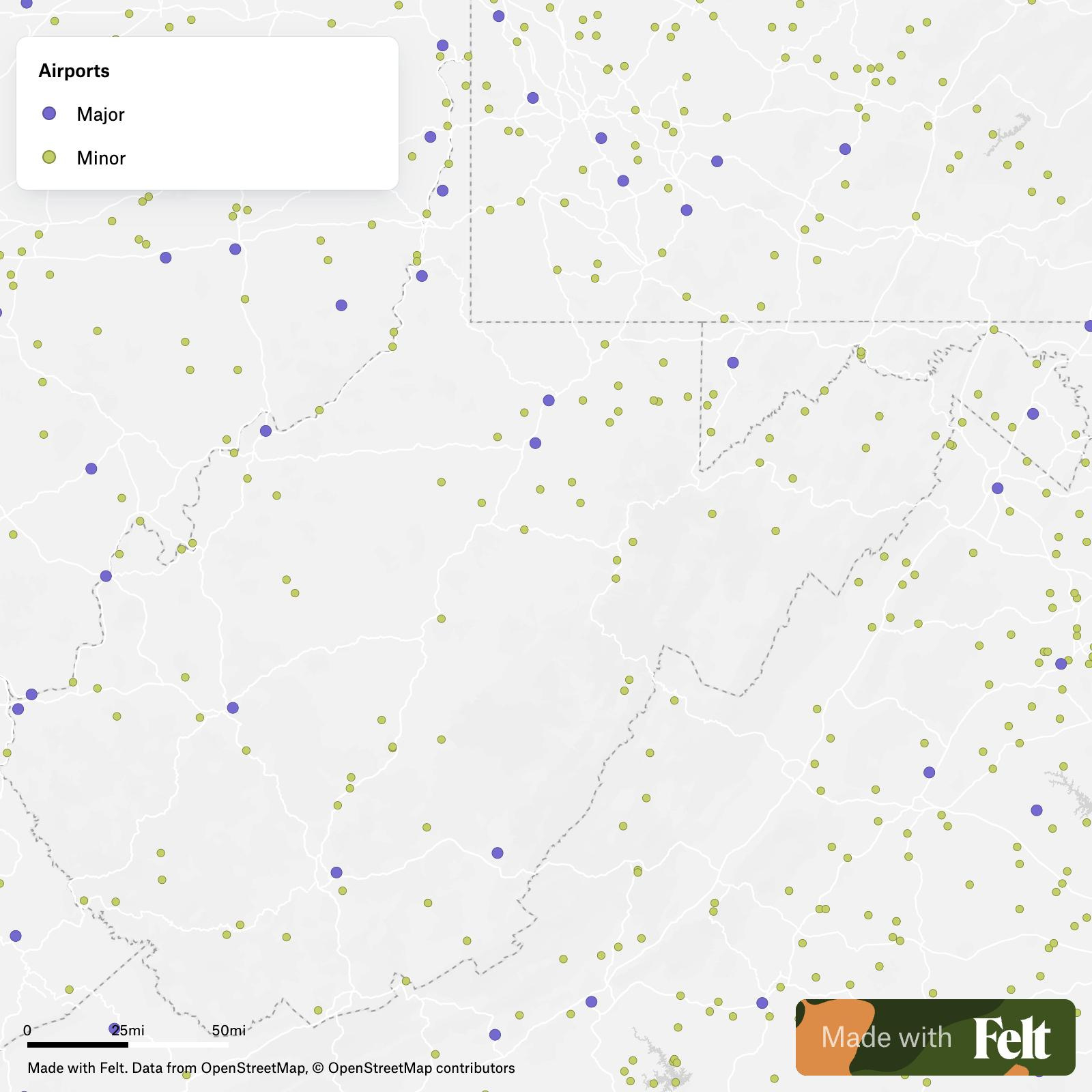 Airports In West Virginia intended for Airports In West Virginia Map