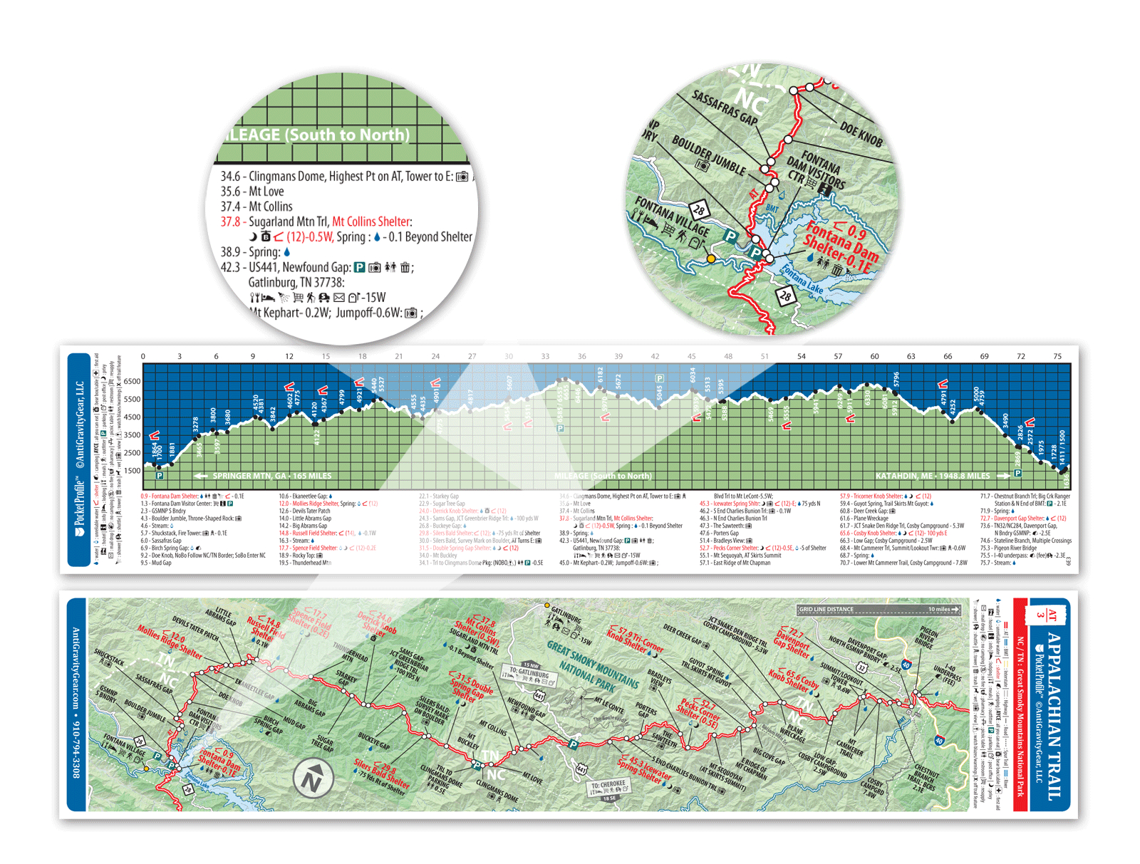 Appalachian Trail Elevation Pocket Profile Map | Antigravitygear intended for Appalachian Trail Map Virginia Shelters