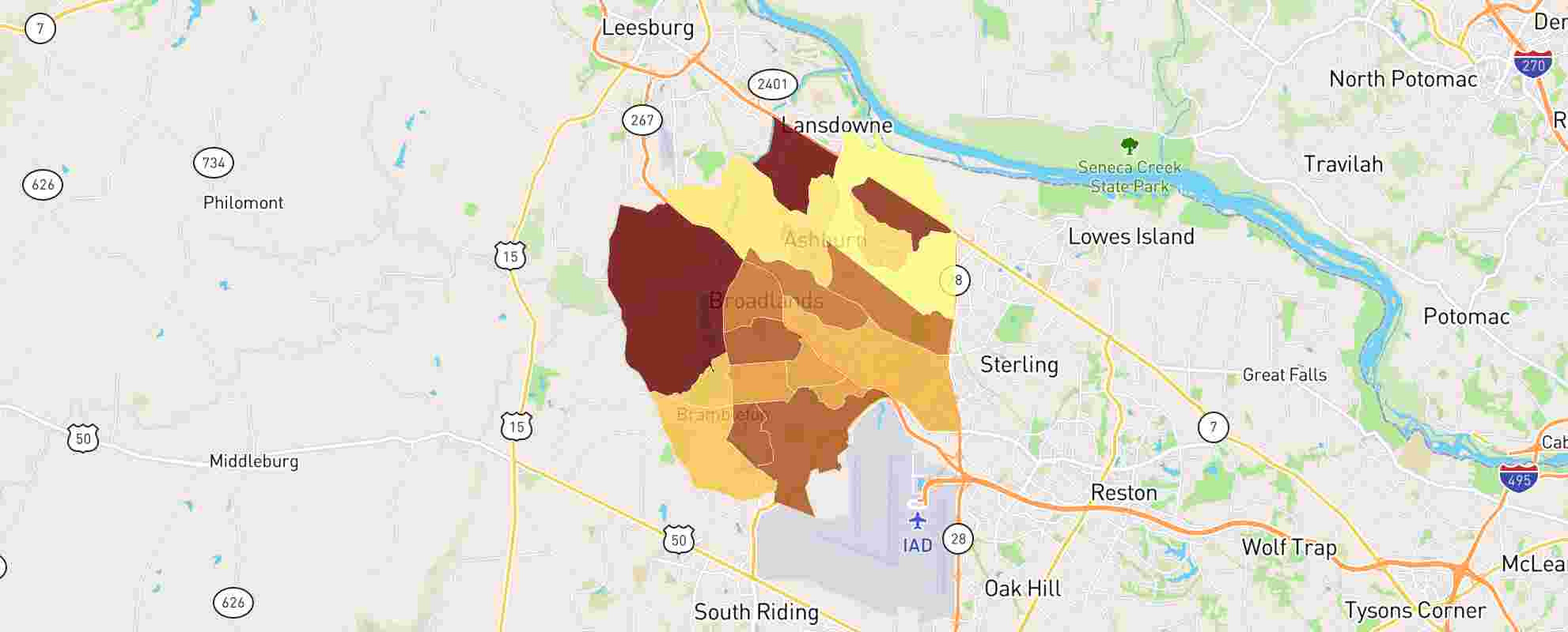 Ashburn, Va Real Estate Market Data - Neighborhoodscout in Ashburn Virginia on a Map