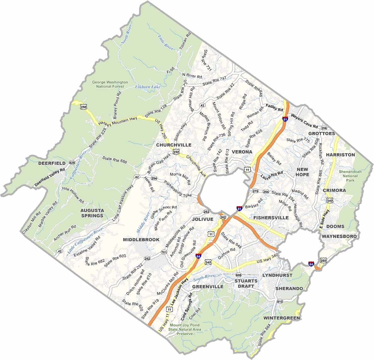 Augusta County Map, Virginia - Us County Maps regarding Map of Augusta County Virginia