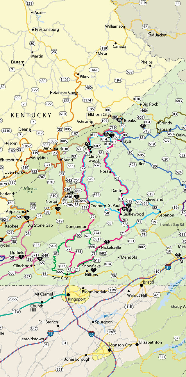 Back-Of-The-Dragon | Saint Paul | Appalachian Backroads throughout Back of the Dragon Virginia Map