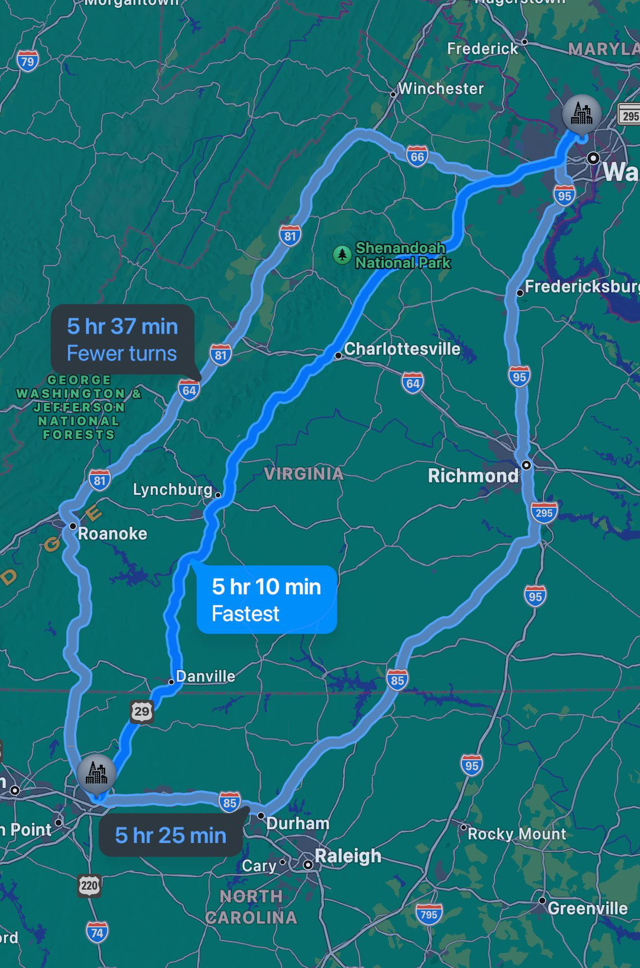 Best Route Driving From Greensboro, Nc To Dc In October? : R/Virginia with regard to Map Of Route 29 In Virginia