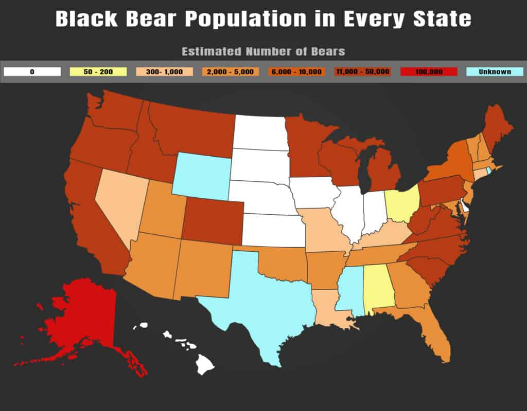 Black Bear Populationstate - A-Z Animals inside Bears in West Virginia Map