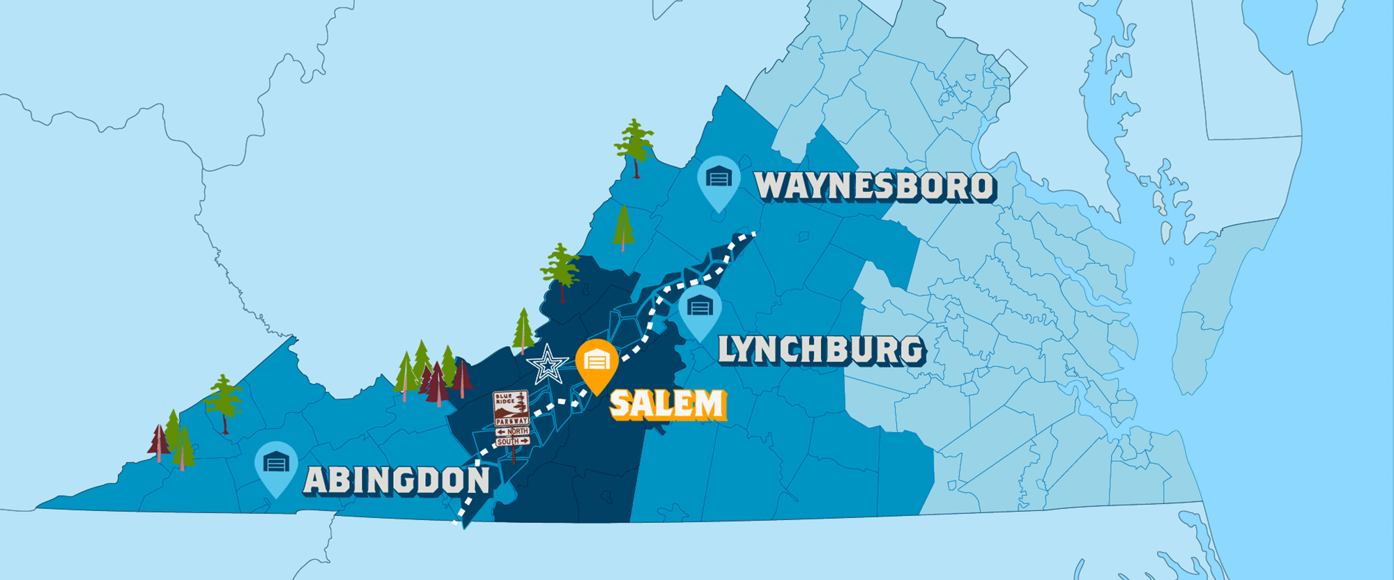 Blue Ridge Beverage Company | Full-Service Beverage Distributor regarding Salem Virginia on the Map