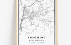 Bridgeport Map Print Poster Canvas | West Virginia Map Print regarding Map of Bridgeport West Virginia