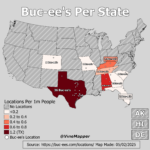 Buc Ee'S Per State : R/Mapporn Regarding Buc Ee In Virginia Map