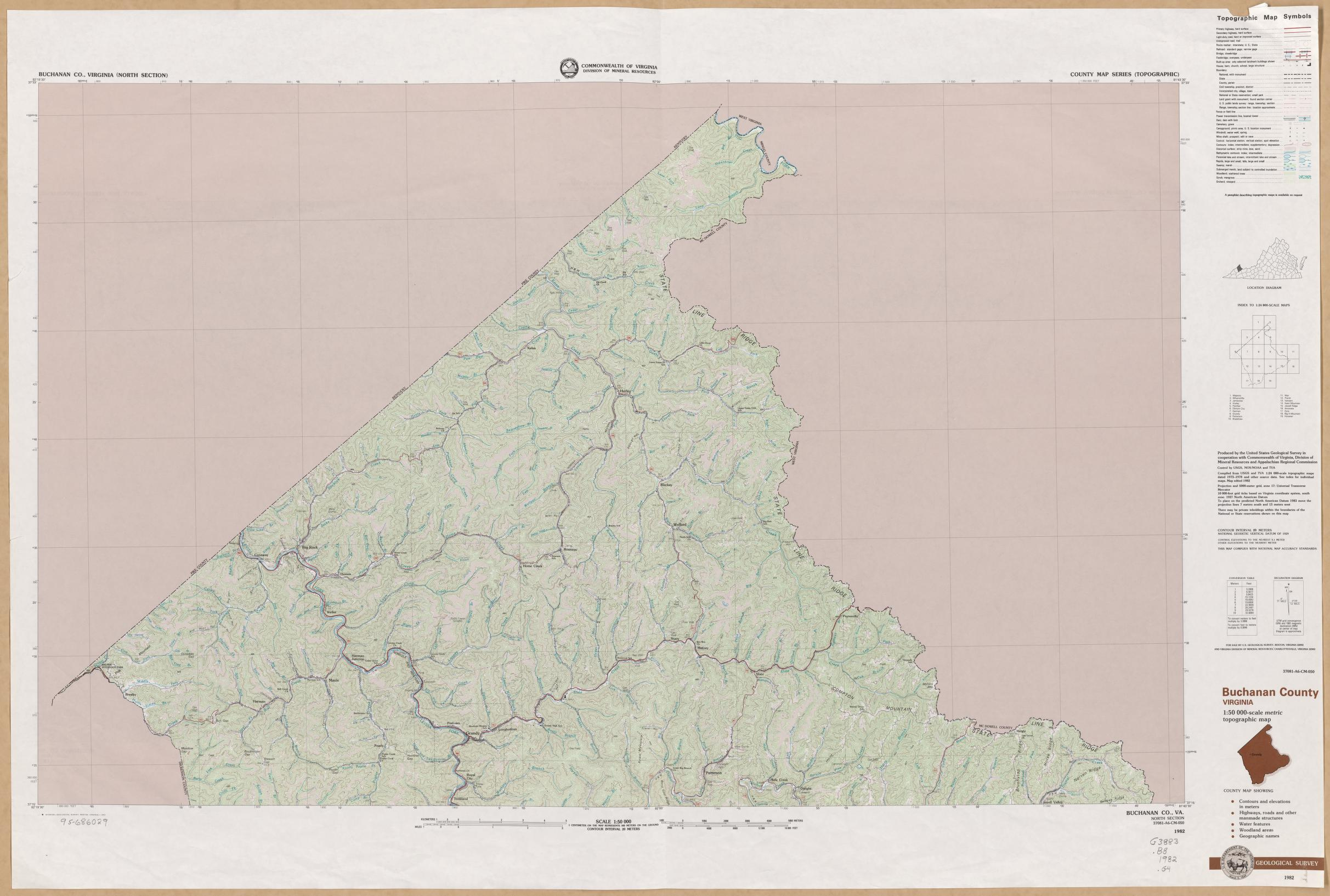 Buchanan County, Virginia : 1:50 000-Scale Metric Topographic Map with regard to Map of Buchanan County Virginia