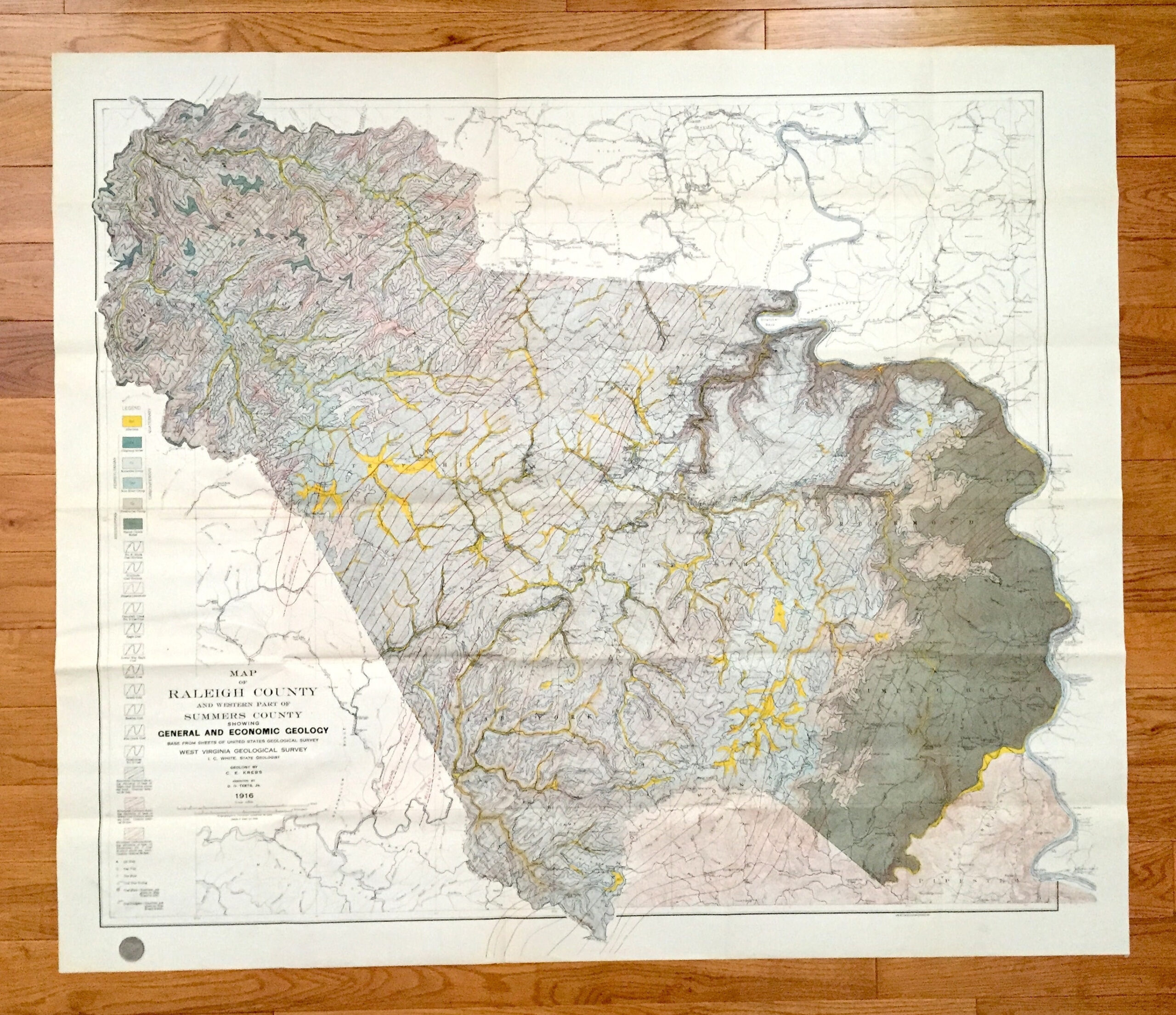 Buy Antique Raleigh County, West Virginia 1916 Geological Survey intended for Map Of Raleigh County West Virginia