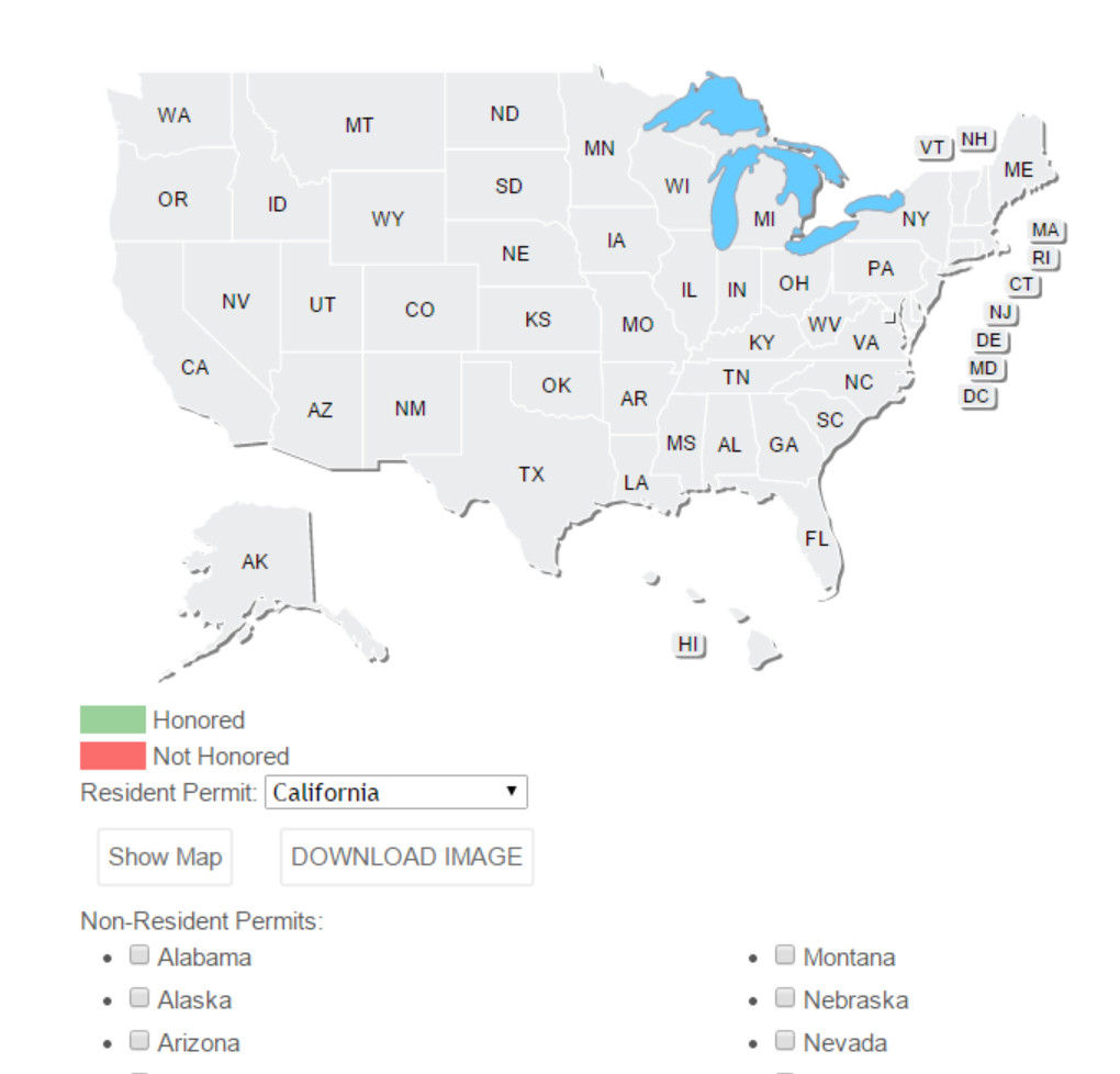 Ccw Permit Reciprocity Map Generator » Concealed Carry Inc with regard to Virginia Concealed Carry Reciprocity Map