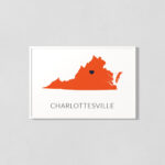 Charlottesville Virginia Map Print   Etsy With Regard To Map Of Virginia With Charlottesville